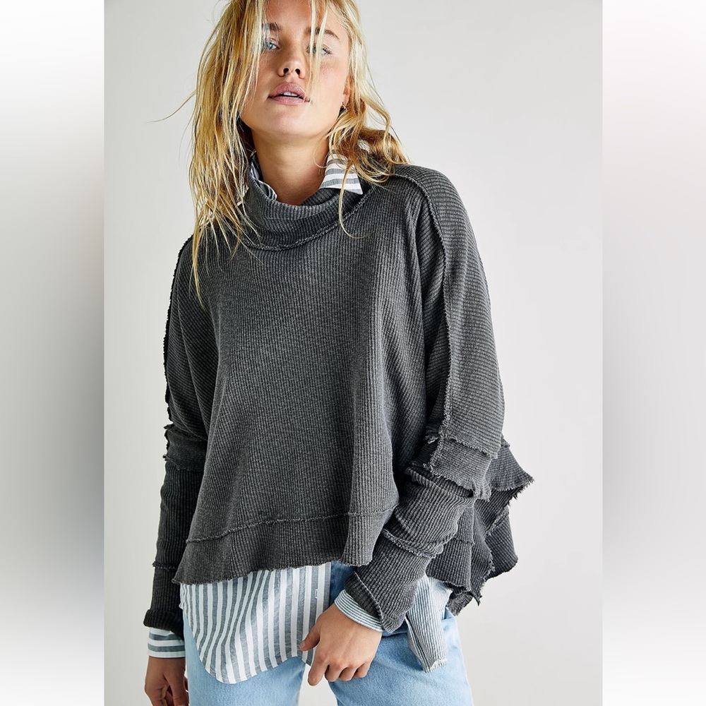 Free People We The Free Moon Daisy Thermal Pullover Horseshoe